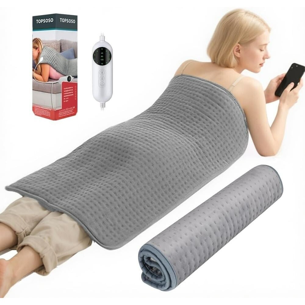 TOPSOSO Extra Large Heating Pad Back Pain Relief Period 20x40" Gray Full Body